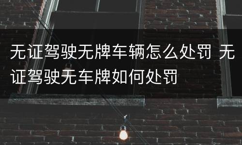 无证驾驶无牌车辆怎么处罚 无证驾驶无车牌如何处罚