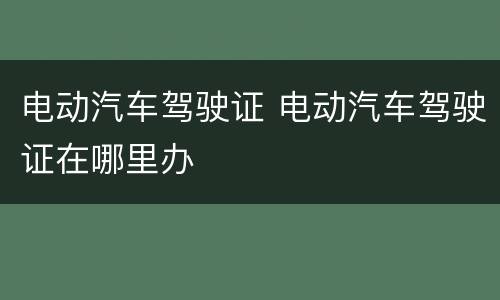 电动汽车驾驶证 电动汽车驾驶证在哪里办