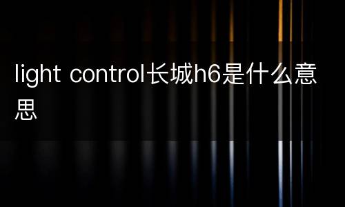 light control长城h6是什么意思