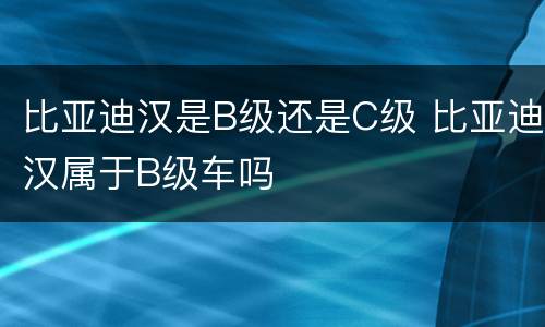 比亚迪汉是B级还是C级 比亚迪汉属于B级车吗