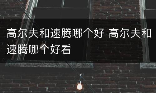 高尔夫和速腾哪个好 高尔夫和速腾哪个好看