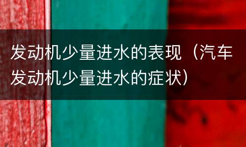发动机少量进水的表现（汽车发动机少量进水的症状）