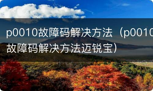 p0010故障码解决方法（p0010故障码解决方法迈锐宝）