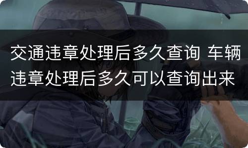 交通违章处理后多久查询 车辆违章处理后多久可以查询出来