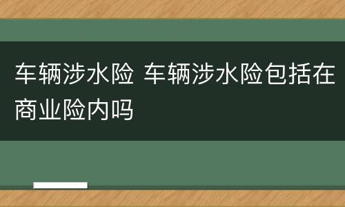 车辆涉水险 车辆涉水险包括在商业险内吗