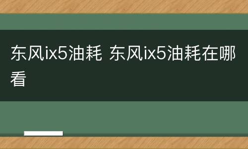 东风ix5油耗 东风ix5油耗在哪看