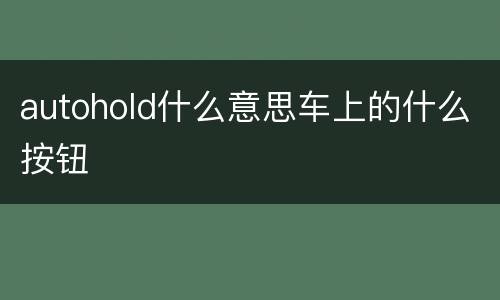 autohold什么意思车上的什么按钮