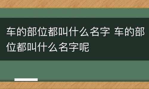 车的部位都叫什么名字 车的部位都叫什么名字呢