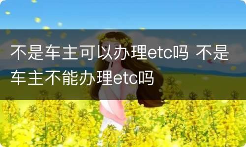 不是车主可以办理etc吗 不是车主不能办理etc吗