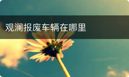 观澜报废车辆在哪里