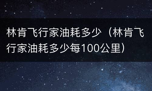 林肯飞行家油耗多少（林肯飞行家油耗多少每100公里）