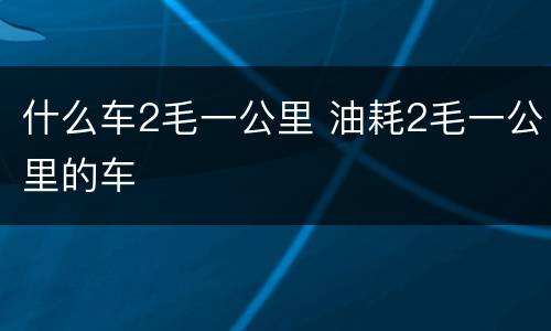 什么车2毛一公里 油耗2毛一公里的车