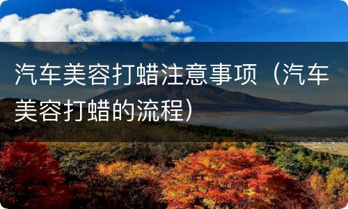 汽车美容打蜡注意事项（汽车美容打蜡的流程）