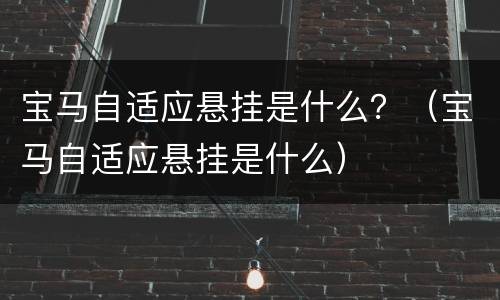 宝马自适应悬挂是什么？（宝马自适应悬挂是什么）
