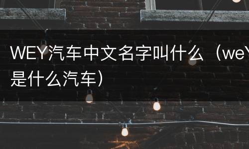 WEY汽车中文名字叫什么（weY是什么汽车）