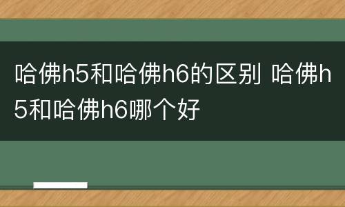 哈佛h5和哈佛h6的区别 哈佛h5和哈佛h6哪个好