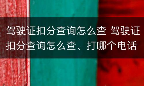 驾驶证扣分查询怎么查 驾驶证扣分查询怎么查、打哪个电话可以查到???