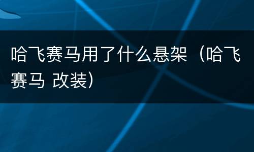 哈飞赛马用了什么悬架（哈飞赛马 改装）