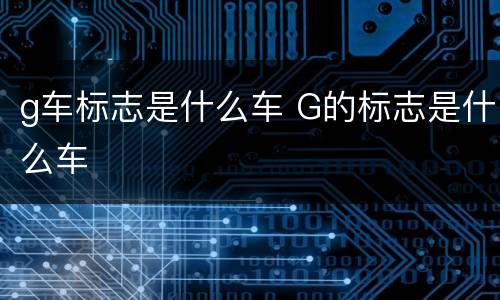g车标志是什么车 G的标志是什么车