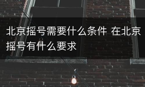 北京摇号需要什么条件 在北京摇号有什么要求