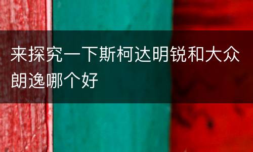 来探究一下斯柯达明锐和大众朗逸哪个好