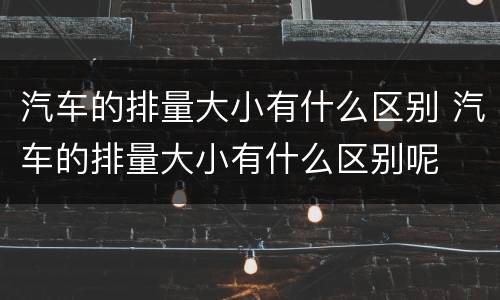 汽车的排量大小有什么区别 汽车的排量大小有什么区别呢