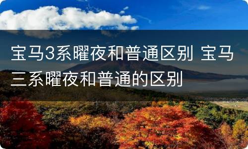 宝马3系曜夜和普通区别 宝马三系曜夜和普通的区别