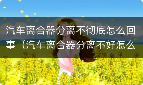 汽车离合器分离不彻底怎么回事（汽车离合器分离不好怎么办）