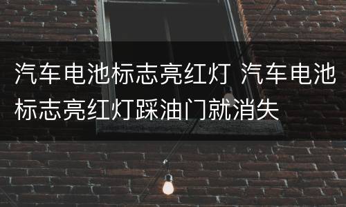 汽车电池标志亮红灯 汽车电池标志亮红灯踩油门就消失