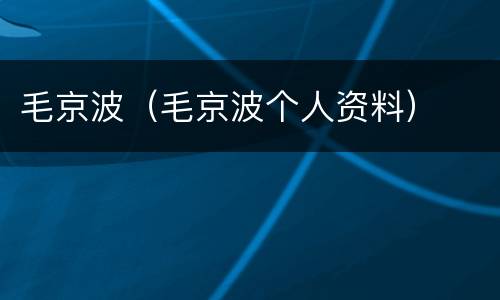 毛京波（毛京波个人资料）