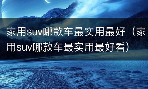 家用suv哪款车最实用最好（家用suv哪款车最实用最好看）