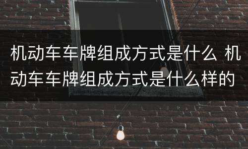 机动车车牌组成方式是什么 机动车车牌组成方式是什么样的