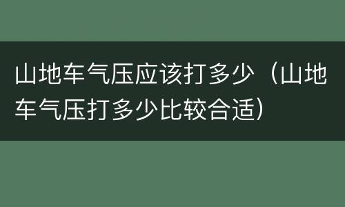 山地车气压应该打多少（山地车气压打多少比较合适）