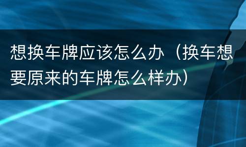 想换车牌应该怎么办（换车想要原来的车牌怎么样办）