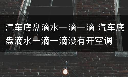 汽车底盘滴水一滴一滴 汽车底盘滴水一滴一滴没有开空调