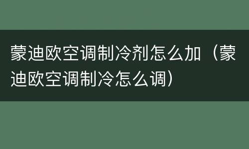 蒙迪欧空调制冷剂怎么加（蒙迪欧空调制冷怎么调）