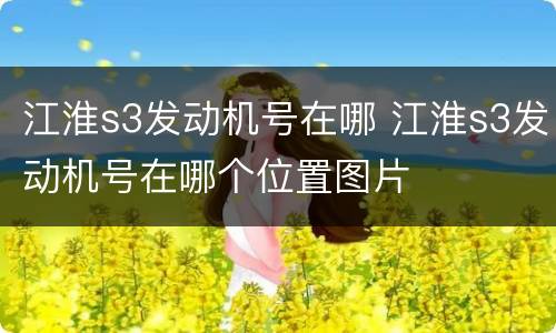 江淮s3发动机号在哪 江淮s3发动机号在哪个位置图片