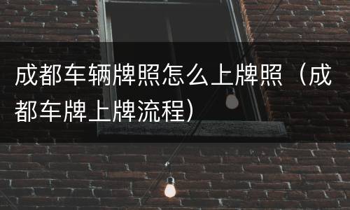 成都车辆牌照怎么上牌照（成都车牌上牌流程）