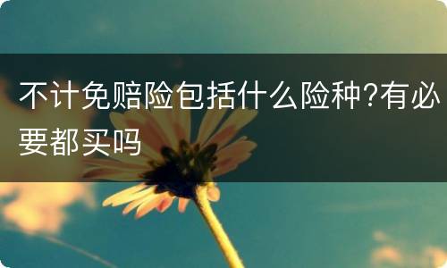 不计免赔险包括什么险种?有必要都买吗