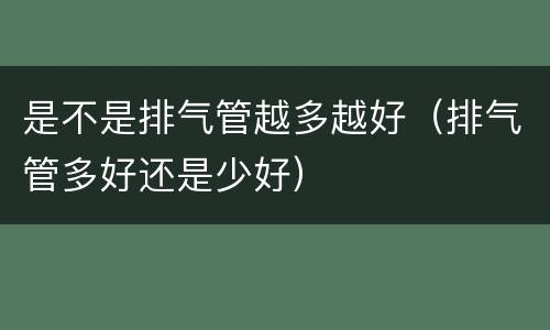 是不是排气管越多越好（排气管多好还是少好）