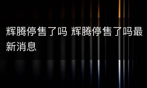 辉腾停售了吗 辉腾停售了吗最新消息