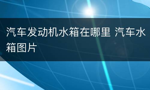 汽车发动机水箱在哪里 汽车水箱图片