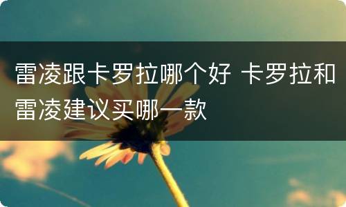 雷凌跟卡罗拉哪个好 卡罗拉和雷凌建议买哪一款