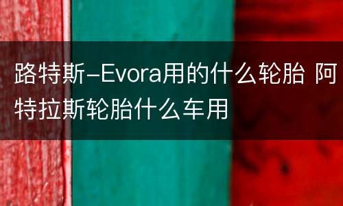 路特斯-Evora用的什么轮胎 阿特拉斯轮胎什么车用