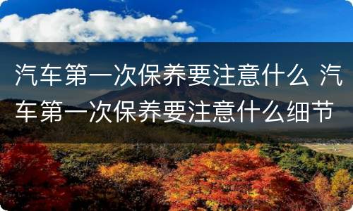 汽车第一次保养要注意什么 汽车第一次保养要注意什么细节