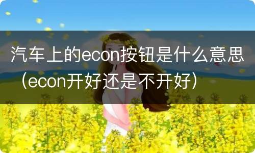 汽车上的econ按钮是什么意思（econ开好还是不开好）