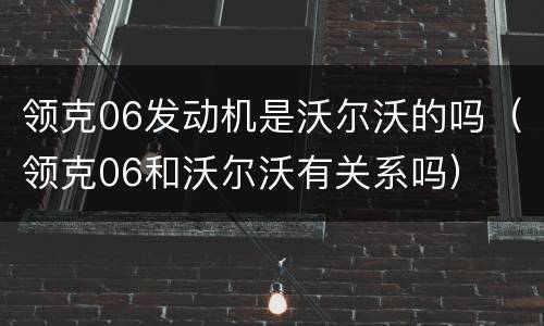 领克06发动机是沃尔沃的吗（领克06和沃尔沃有关系吗）