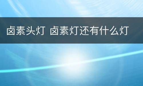 卤素头灯 卤素灯还有什么灯