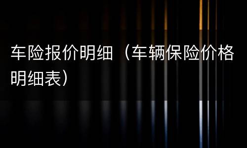 车险报价明细（车辆保险价格明细表）