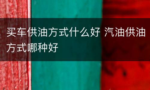 买车供油方式什么好 汽油供油方式哪种好